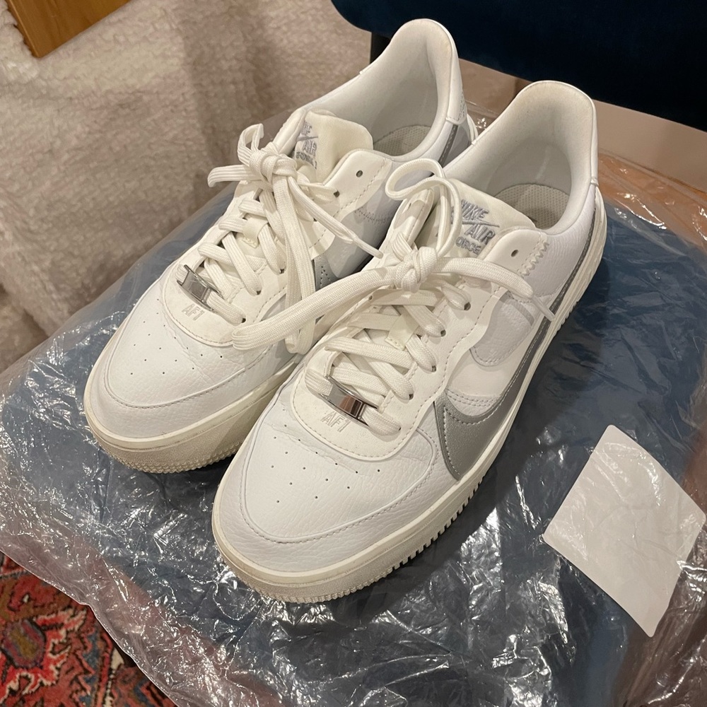 Nike White and Gray Women's Sneakers